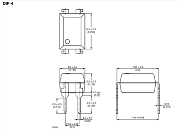 Mechanical Drawing - Vishay VOT8024AM and VOT8121Ax PhotoTRIAC Optocouplers